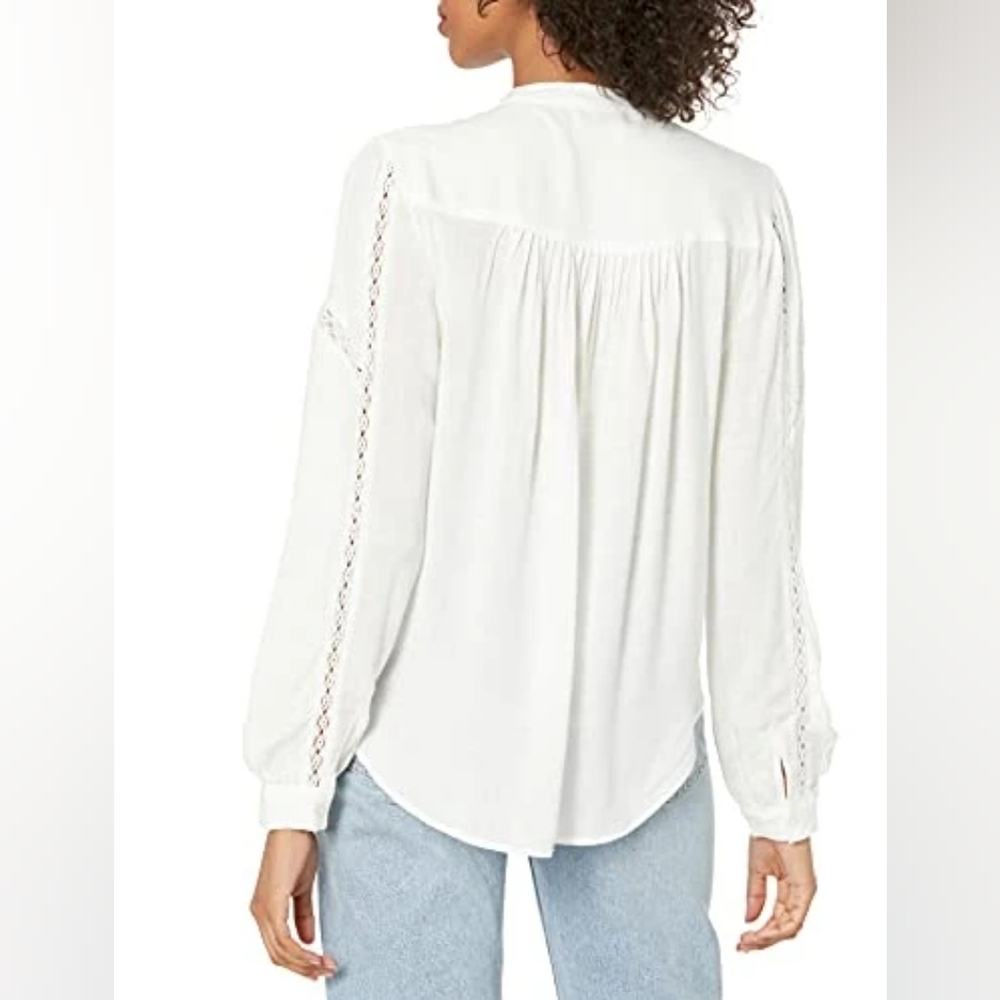 Lucky Brand Lace Front Feminine Classic Ivory Cream Button Down Shirt - XL NWT - Picture 12 of 14